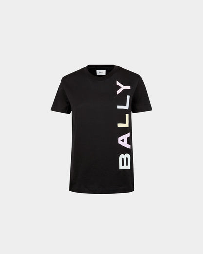 T-shirt in Black Cotton with a Bally Logo