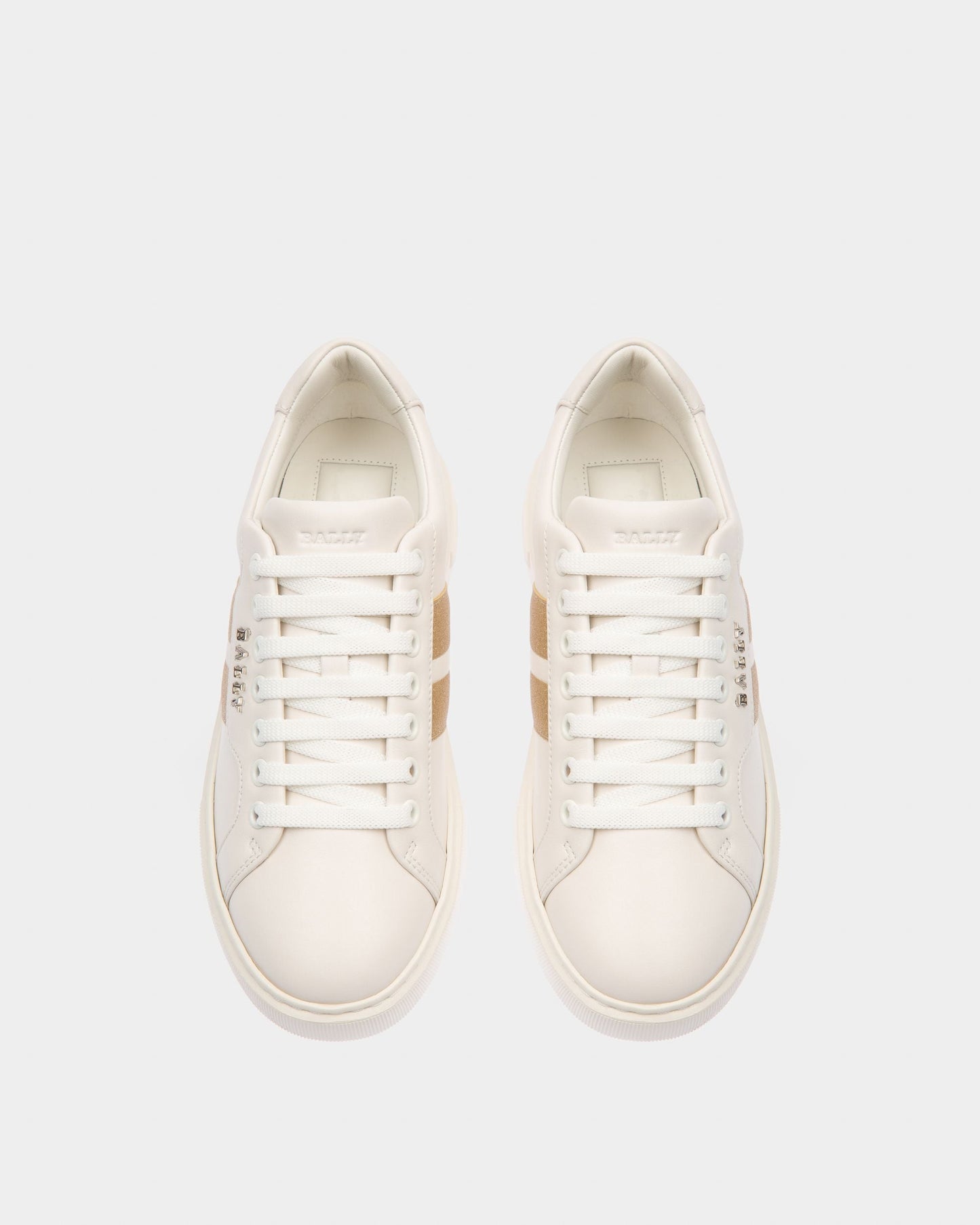 Melany Sneakers In White And Yellow Gold Leather
