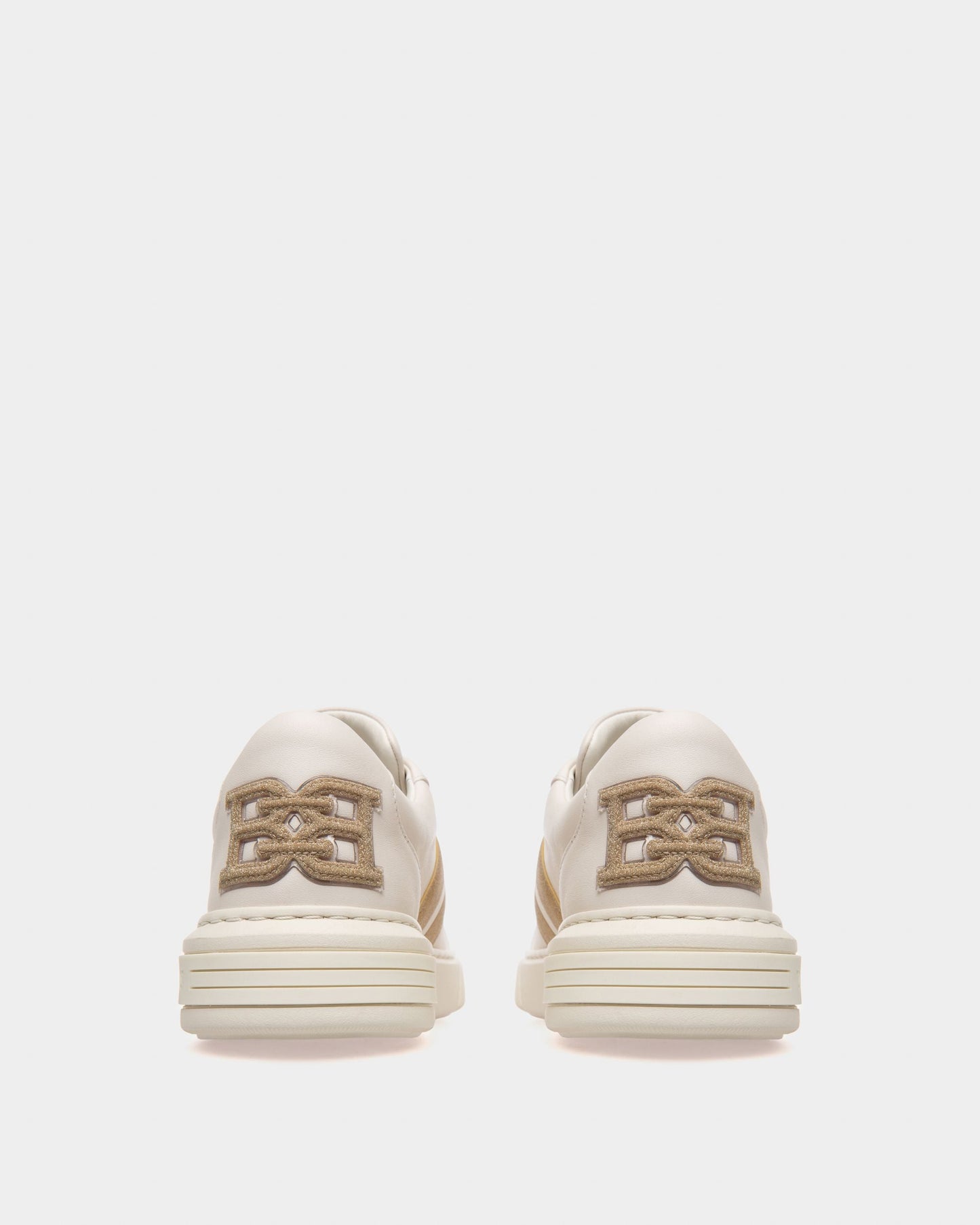 Melany Sneakers In White And Yellow Gold Leather