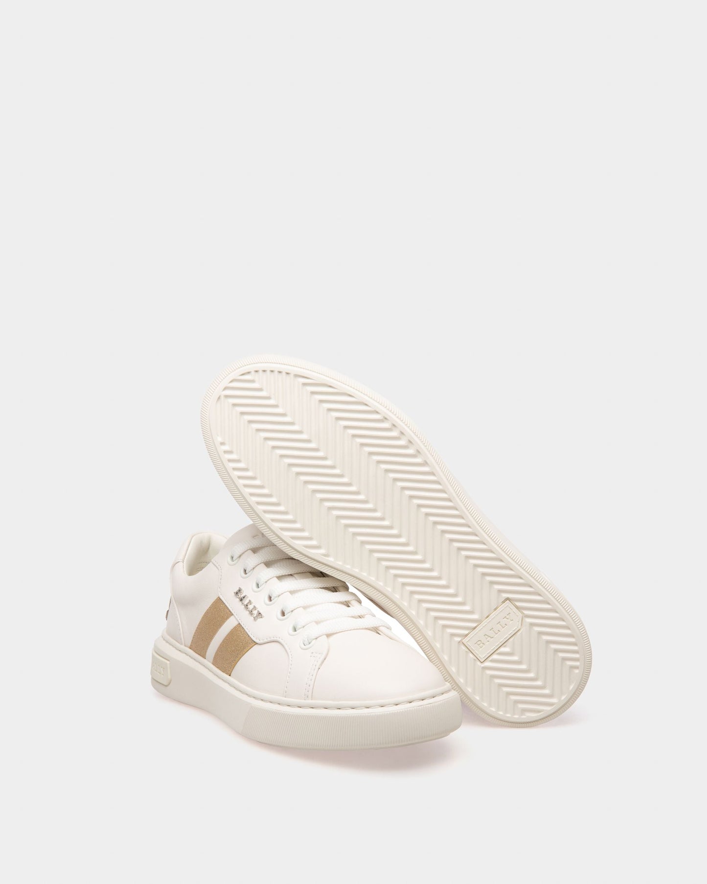 Melany Sneakers In White And Yellow Gold Leather
