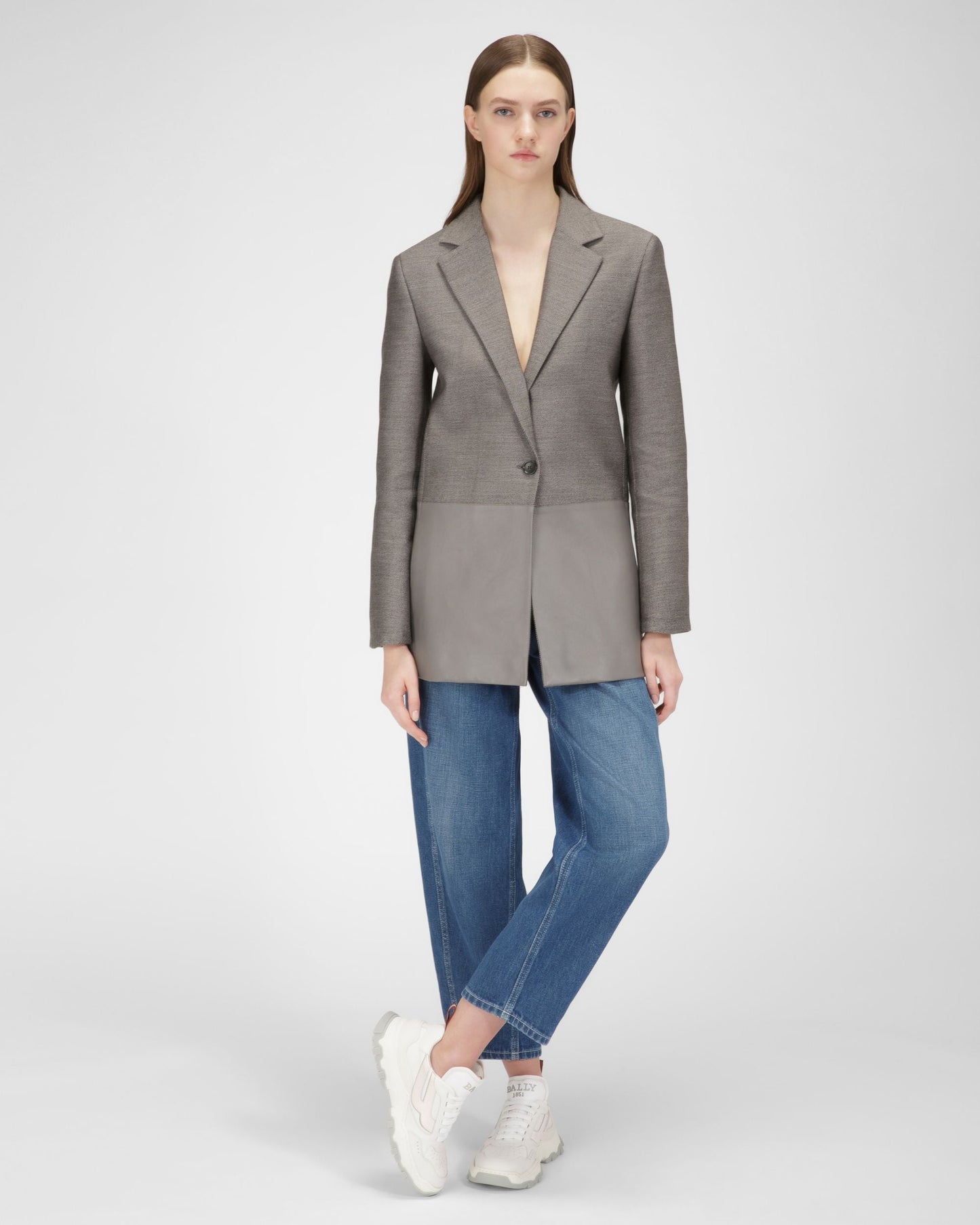 Holden Leather And Fabric Sneakers In White And Silver