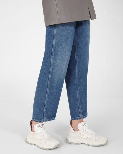 Holden Leather And Fabric Sneakers In White And Silver