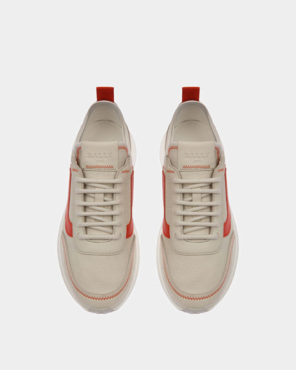 Darys Leather Sneakers In Dusty White And Orange