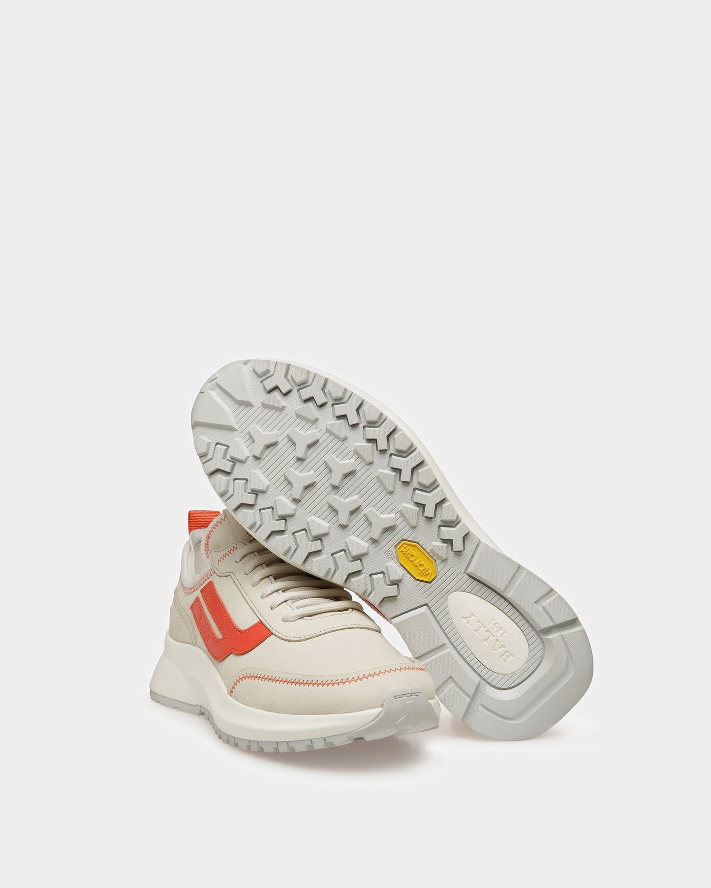 Darys Leather Sneakers In Dusty White And Orange