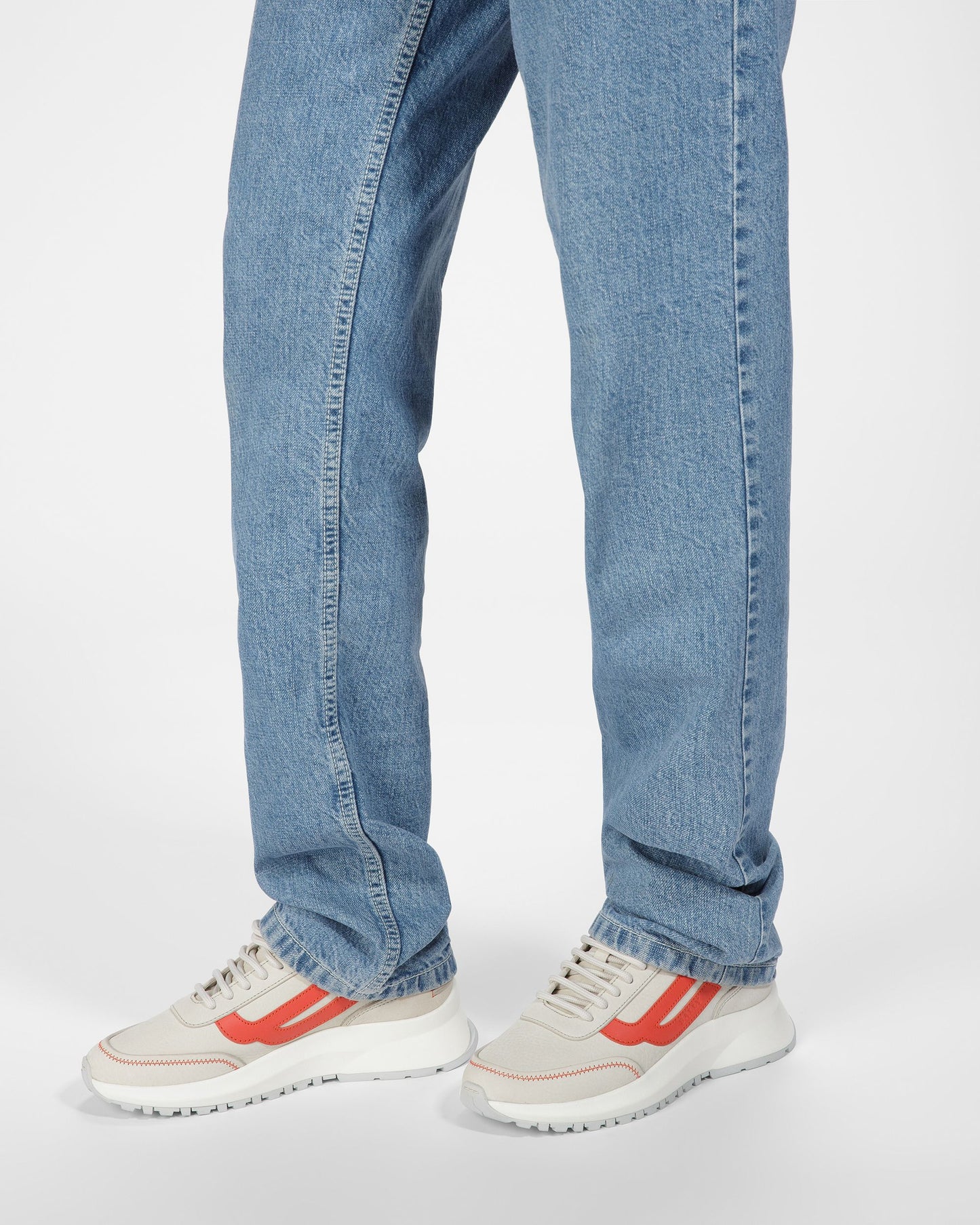 Darys Leather Sneakers In Dusty White And Orange