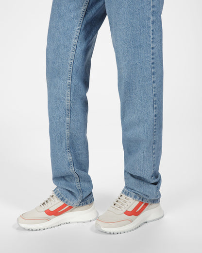 Darys Leather Sneakers In Dusty White And Orange