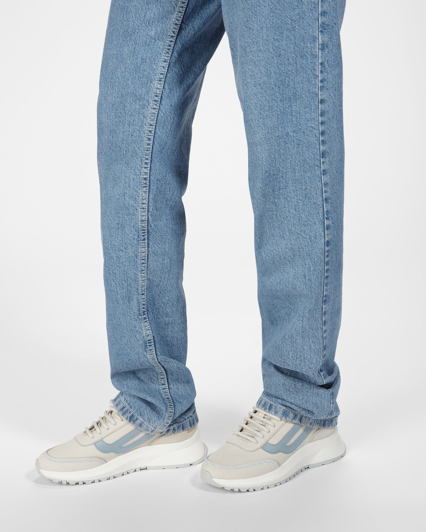 Darys Leather Sneakers In Dusty White And Light Blue