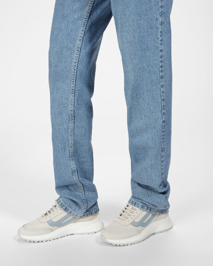 Darys Leather Sneakers In Dusty White And Light Blue