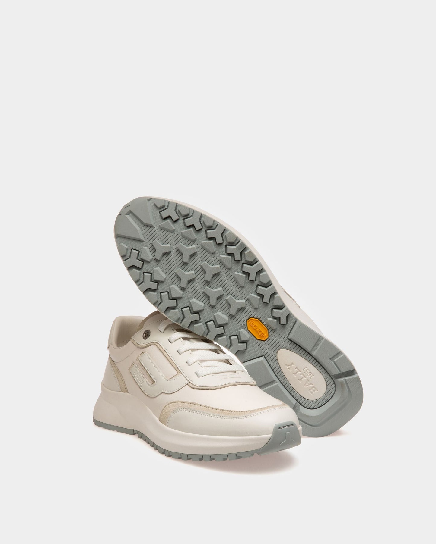 Demmy Leather Sneakers In White & Dusty White