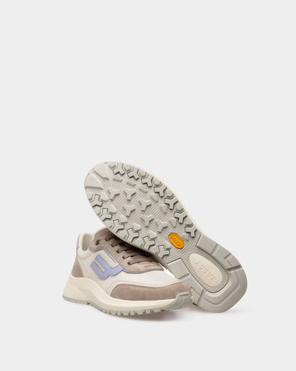 Demmy Mesh And Leather Sneakers In White And Grey