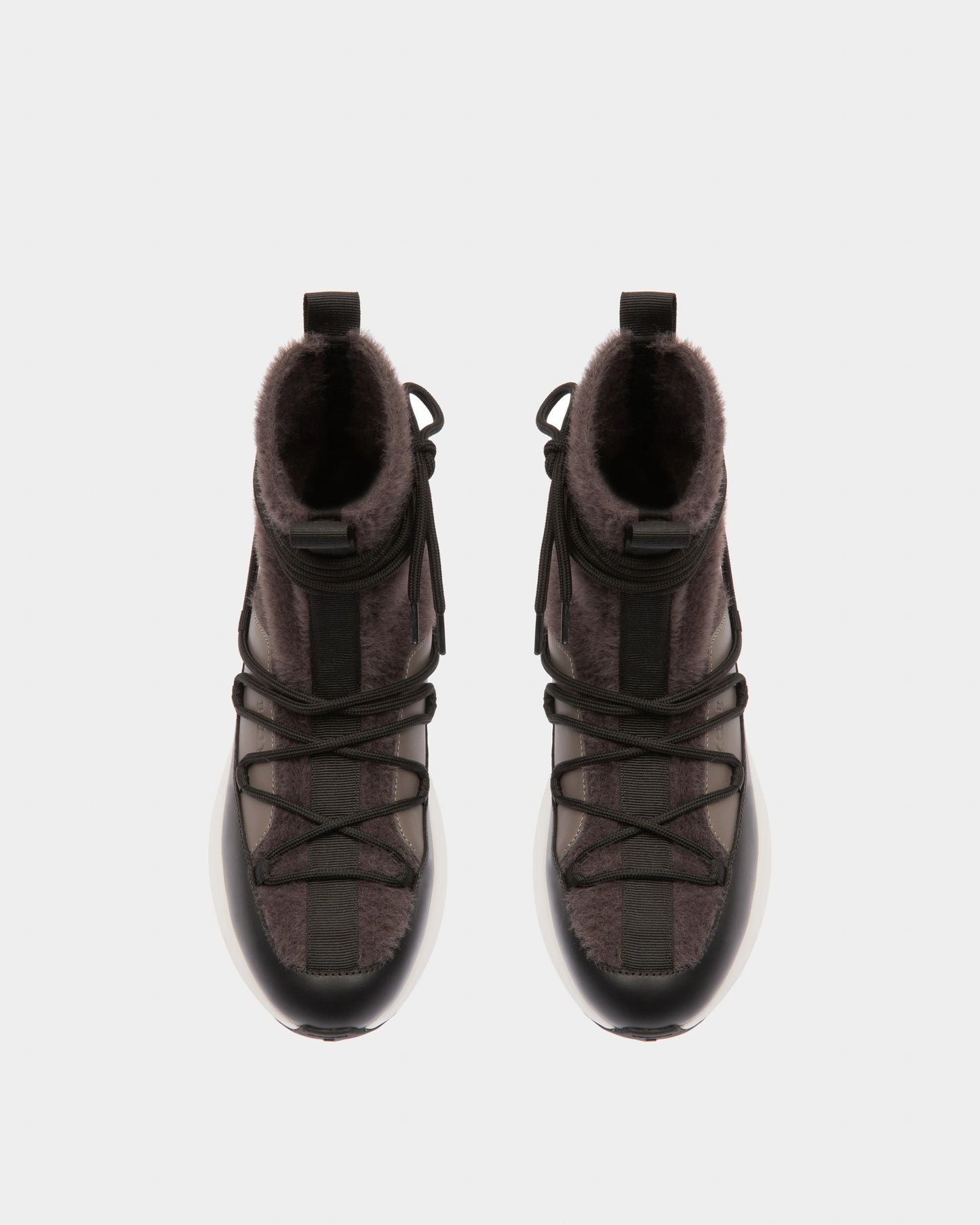 Dalyla Cashmere Fabric & Leather Boots In Grey & Black