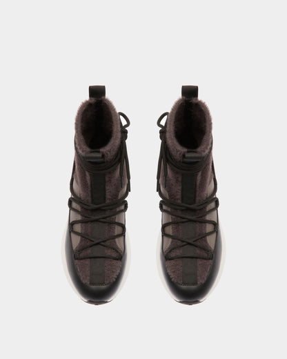 Dalyla Cashmere Fabric & Leather Boots In Grey & Black