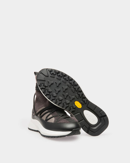 Dalyla Cashmere Fabric & Leather Boots In Grey & Black