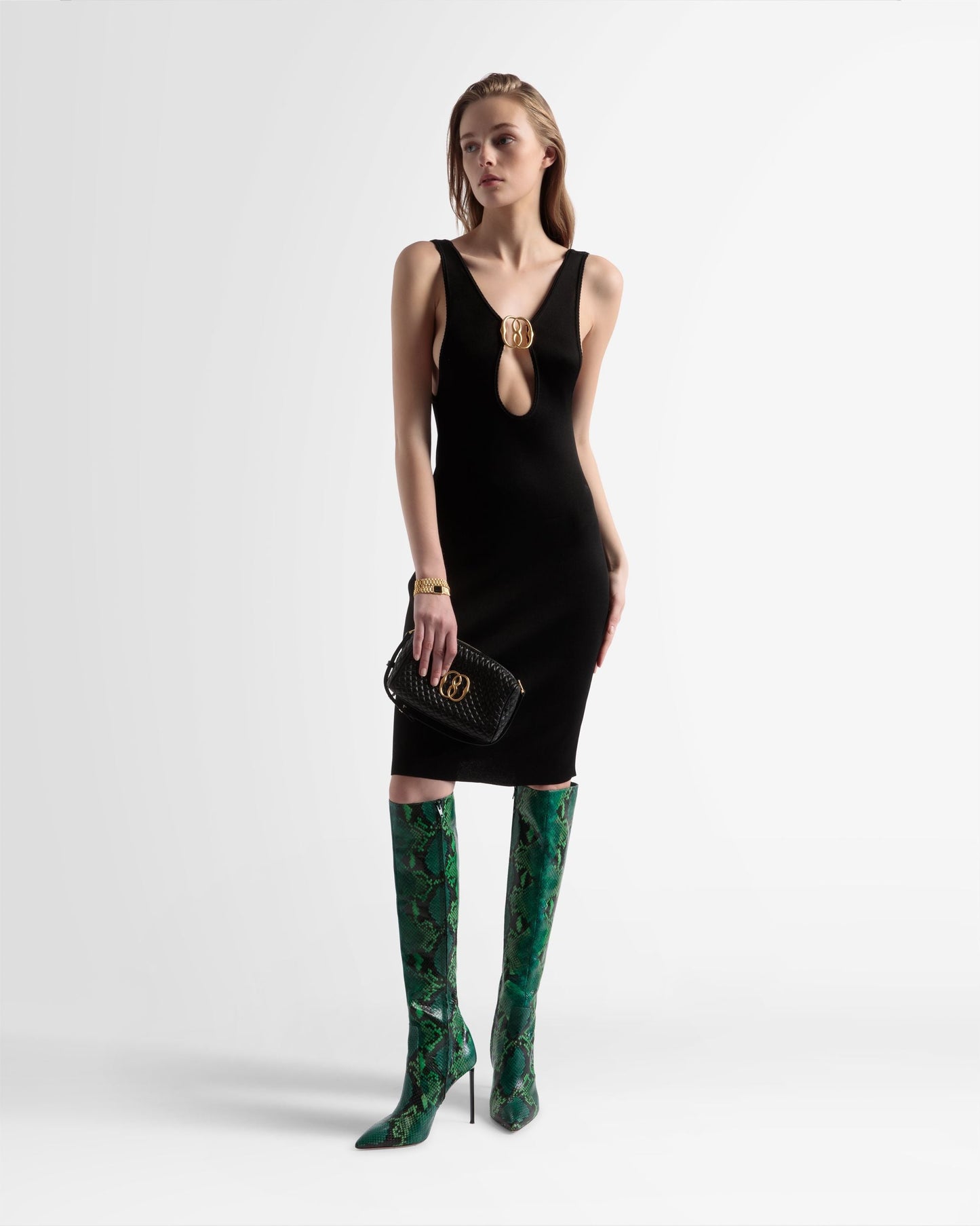 Open Back Knit Dress In Black