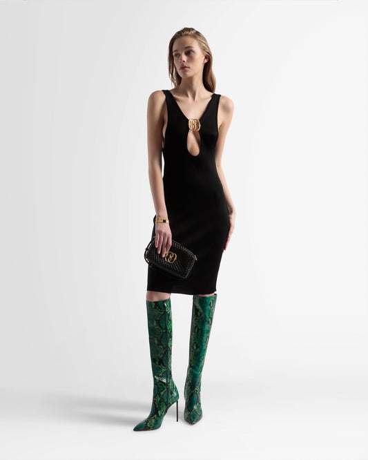 Open Back Knit Dress In Black