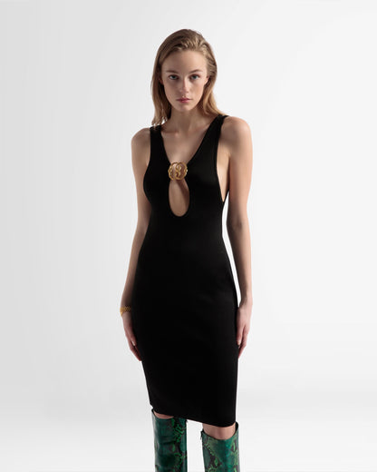Open Back Knit Dress In Black