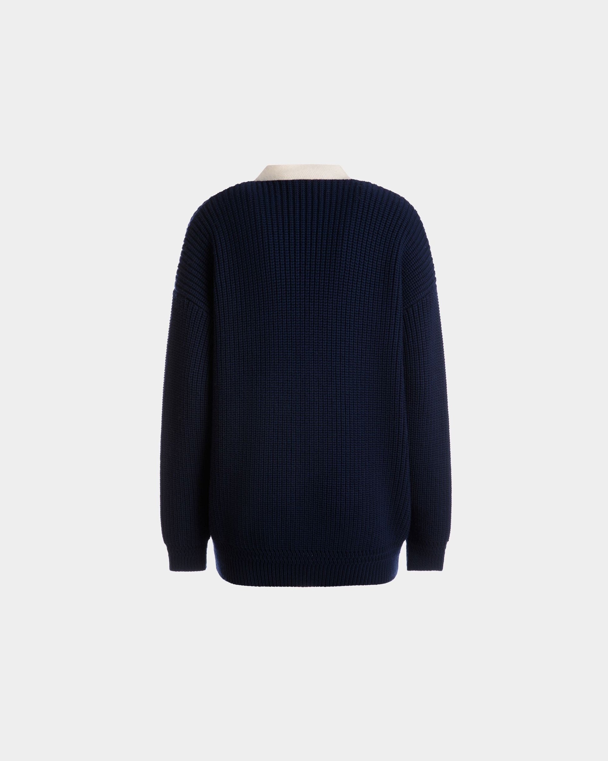 V-Neck Cardigan | Women's Cardigan | Marine Wool | Bally | Still Life Back