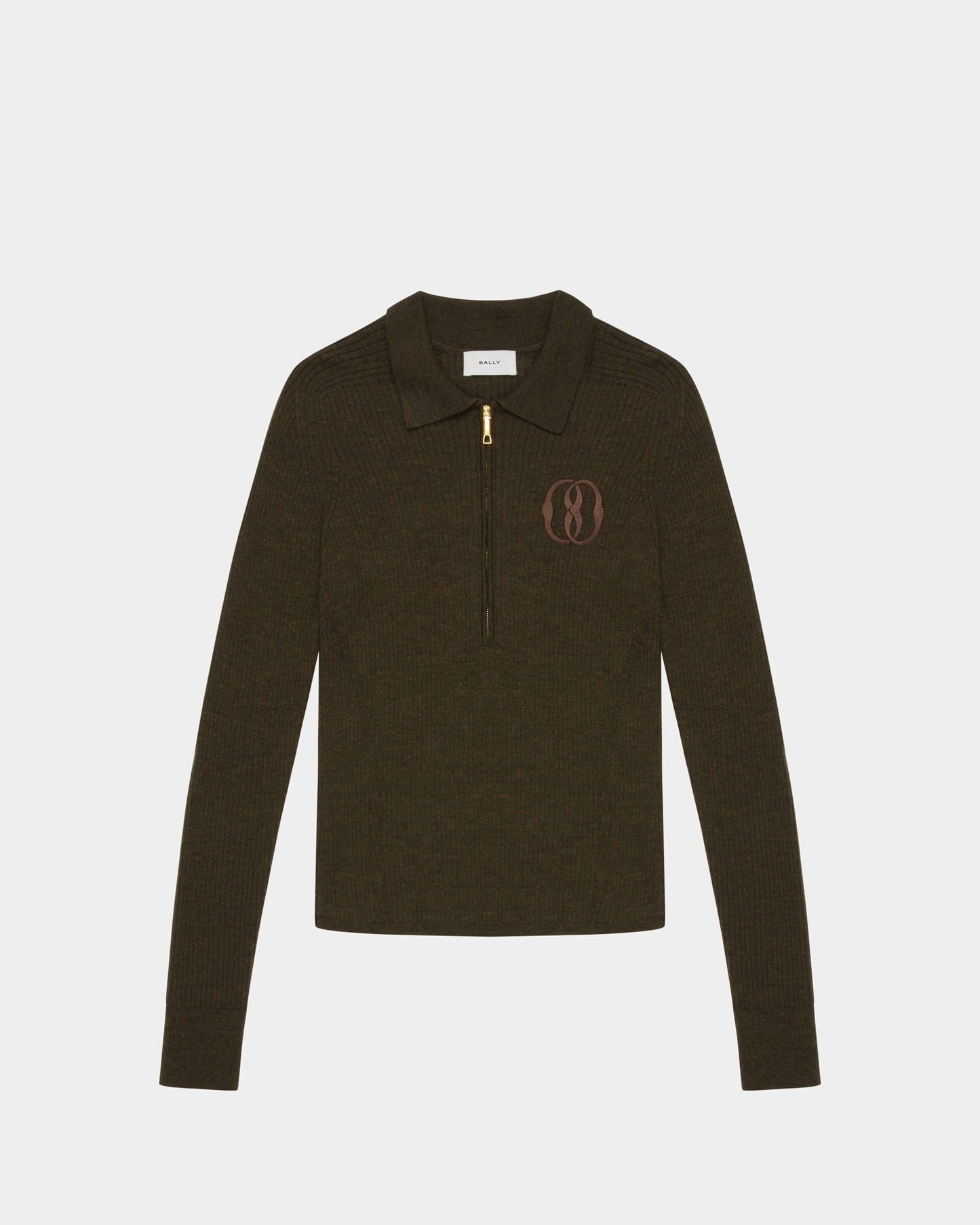 Long Sleeve Polo In Kelly Green Wool