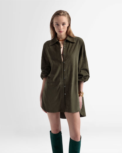 Oversized Leather Shirt In Green
