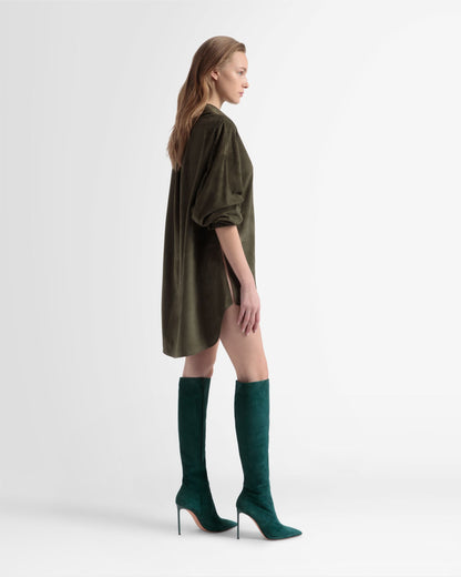 Oversized Leather Shirt In Green