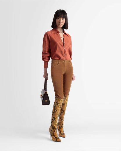 Straight Leg Leather Pants In Desert