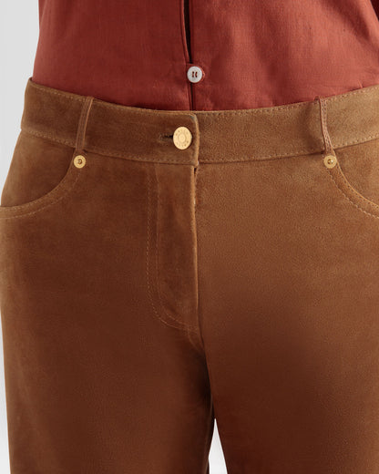 Straight Leg Leather Pants In Desert