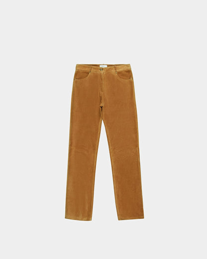 Straight Leg Leather Pants In Desert