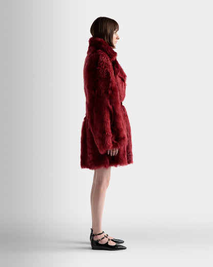 Velor Coat In Red Leather