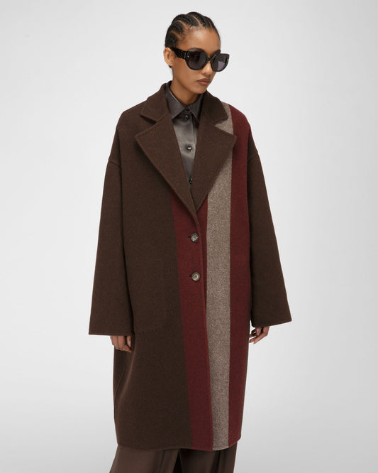 Wool Mix Coat In Ebony Brown