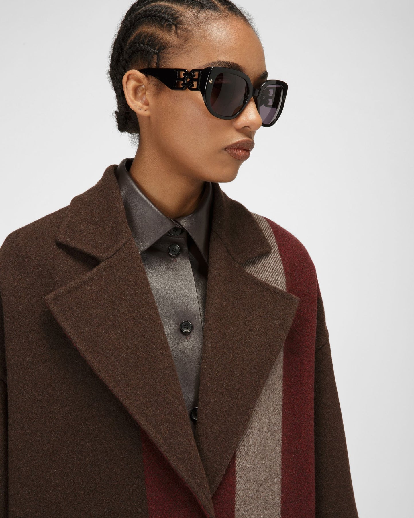 Wool Mix Coat In Ebony Brown