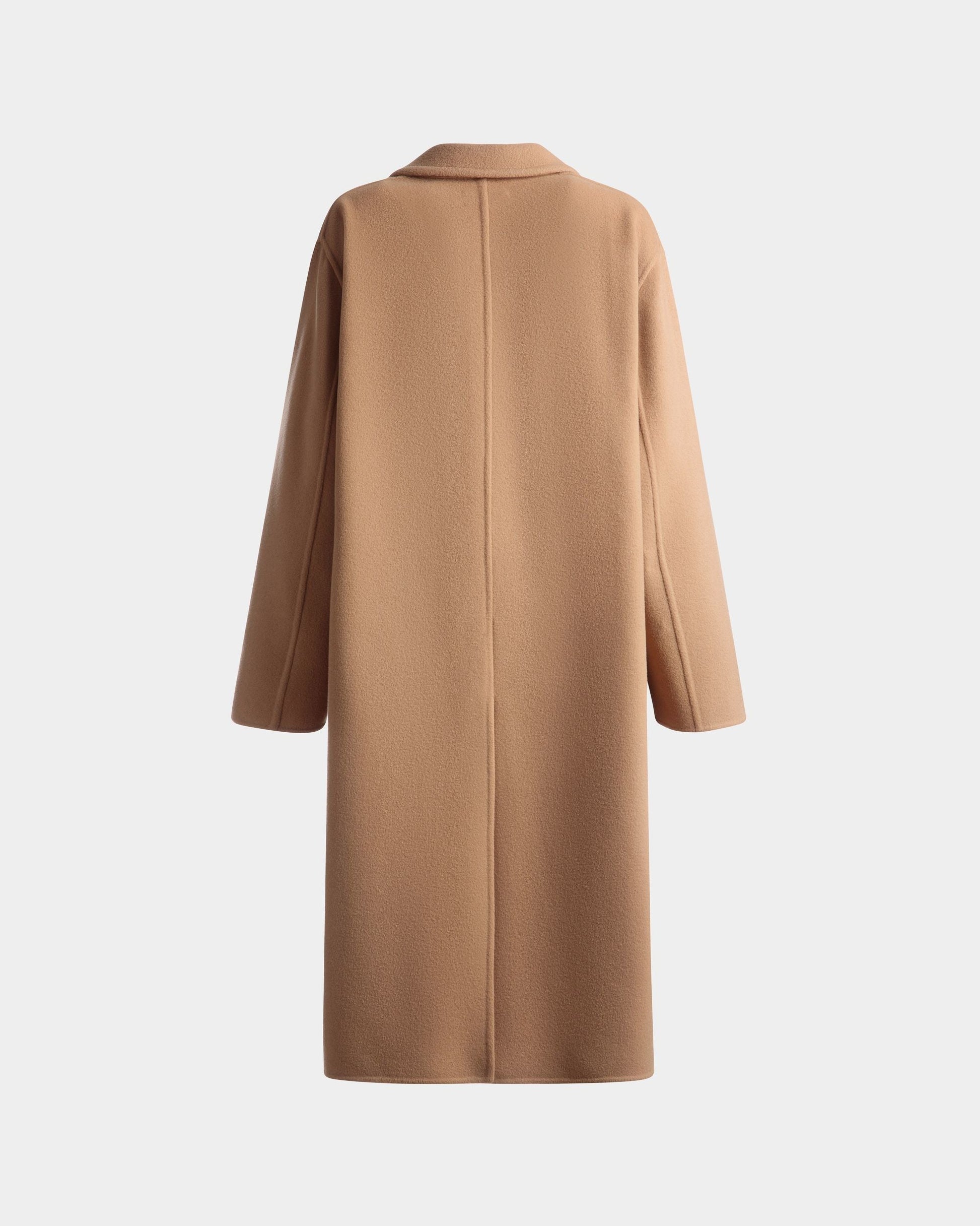 Single Breasted Coat | Women's Outerwear | Camel Cashmere Wool Mix | Bally | Still Life Back