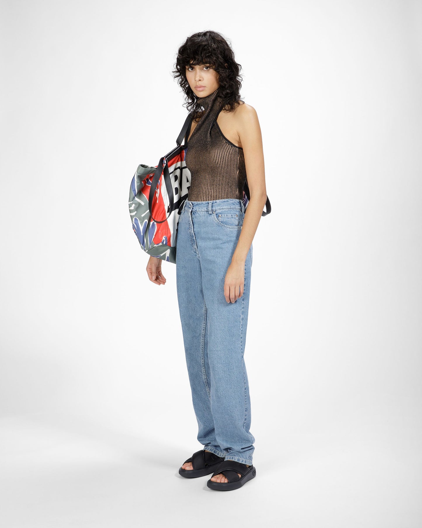 Jodye Leather And Nylon Sandals In Black