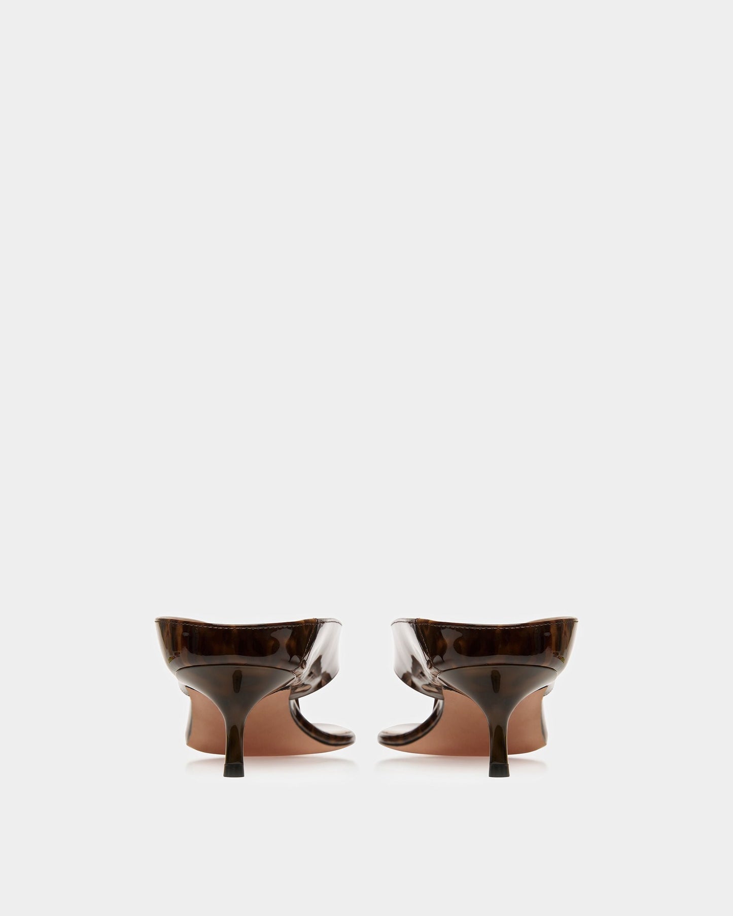Nyna Leather Sandals In Patent Brown Tortoiseshell