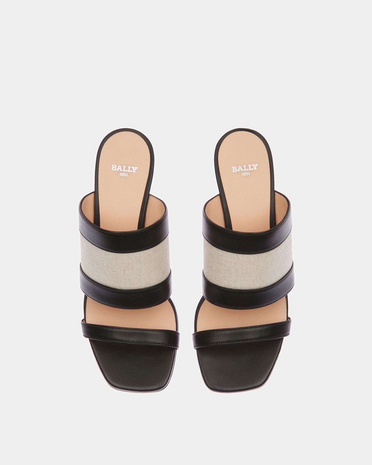 Bianka Canvas And Leather Mule In Natural And Black