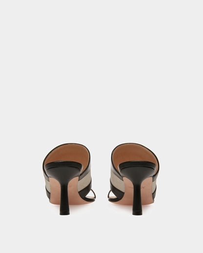 Bianka Canvas And Leather Mule In Natural And Black