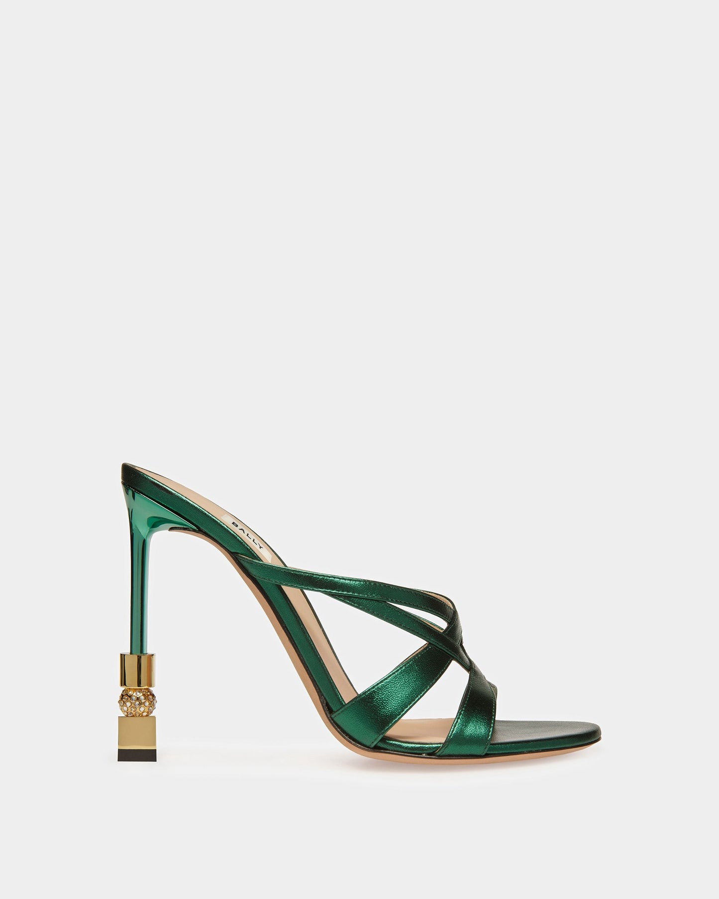 Block Slide Sandal In Metallic Leather