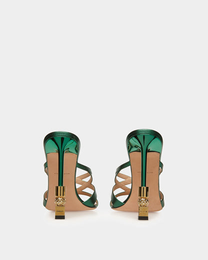 Block Slide Sandal In Metallic Leather