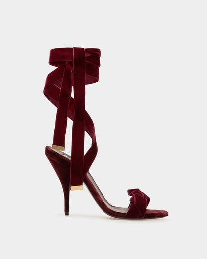 Annita Heeled Sandals In Burgundy Velvet