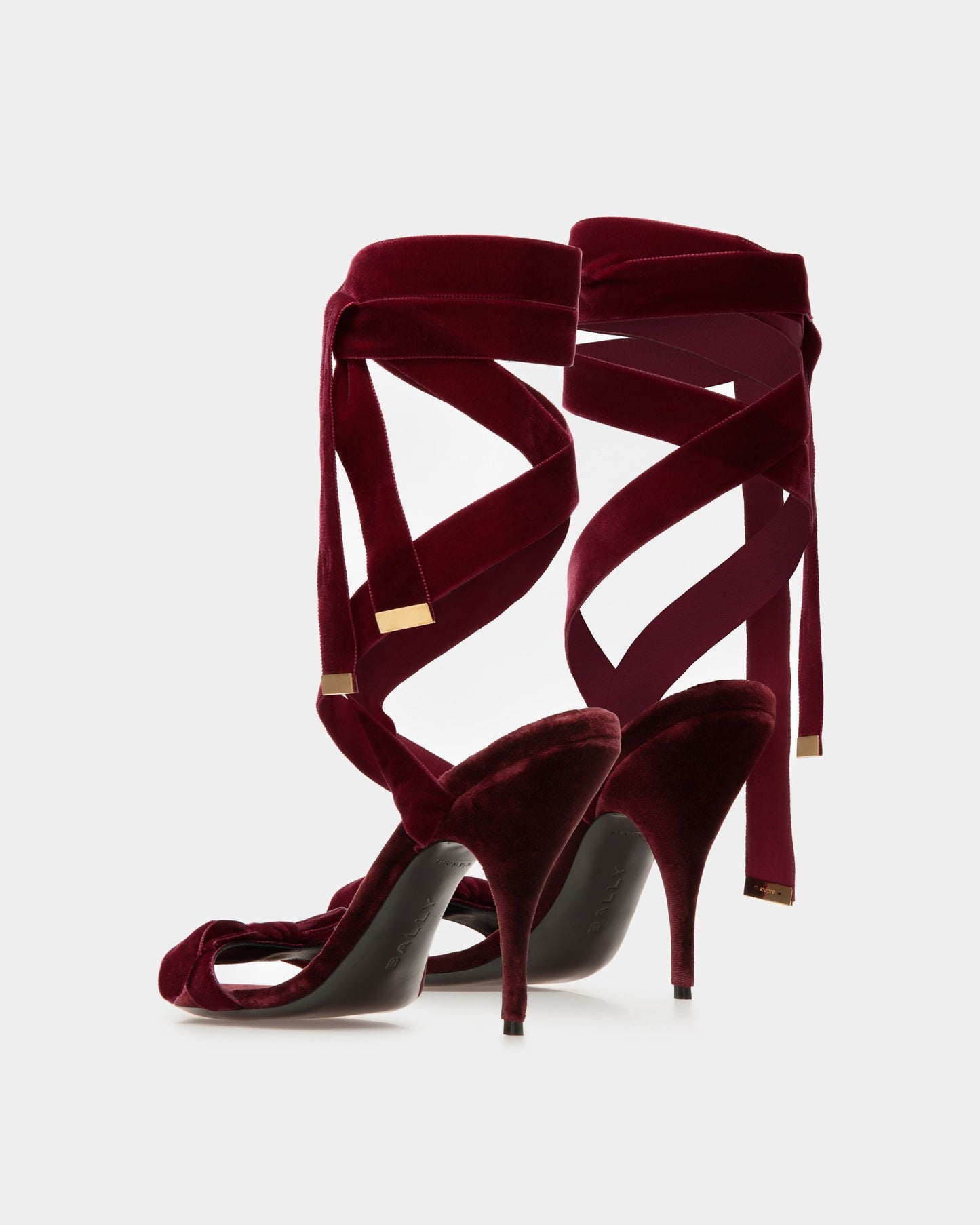 Annita Heeled Sandals In Burgundy Velvet