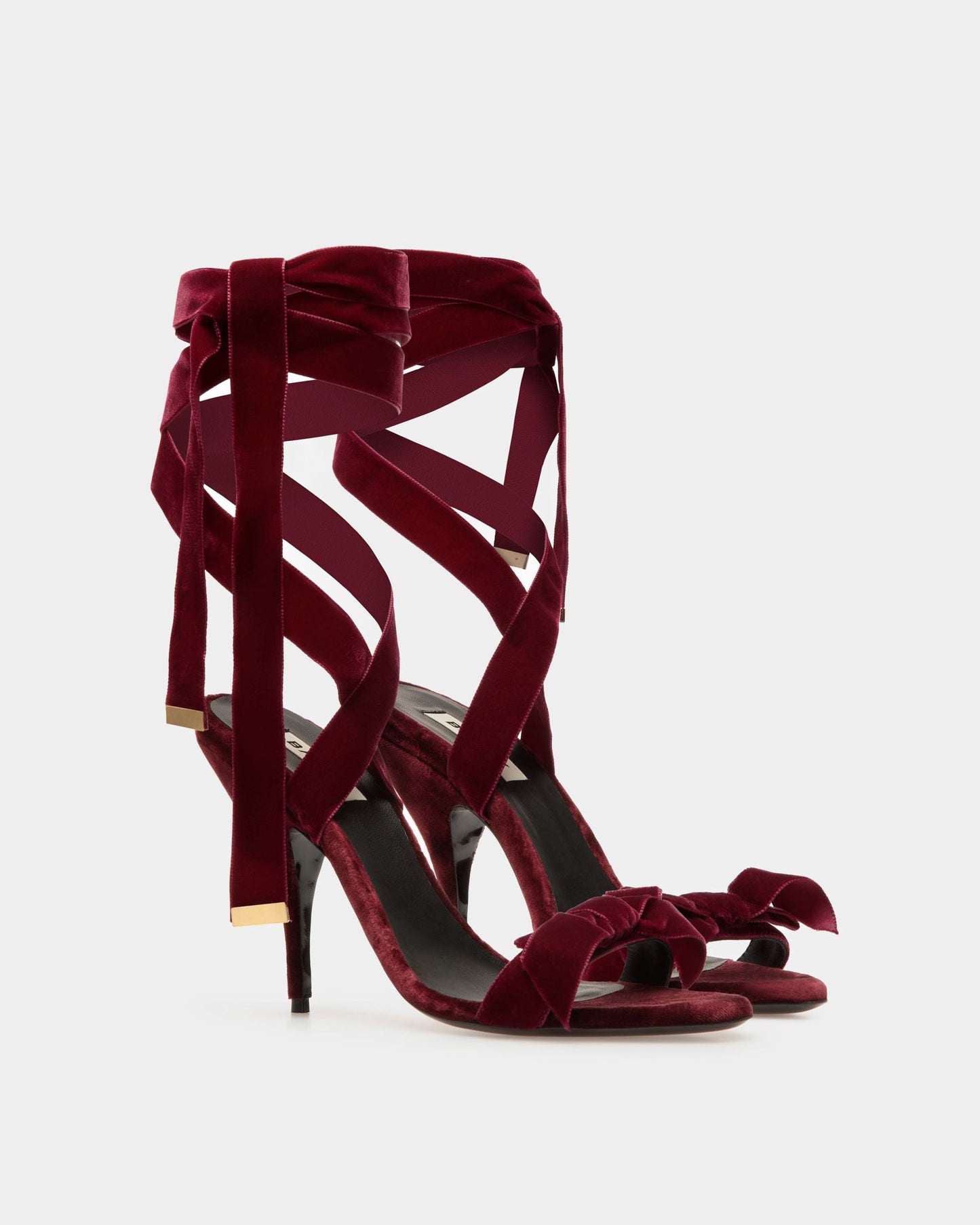 Annita Heeled Sandals In Burgundy Velvet