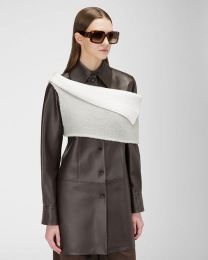 Wool Mix Scarf In Grey And Bone