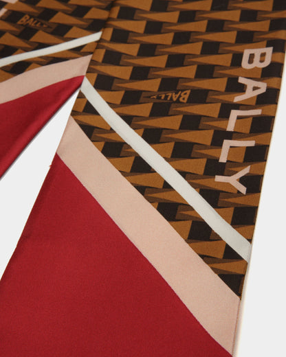 Pennant Print Neck Bow | Women's Scarf | Desert Silk | Bally | Still Life Detail