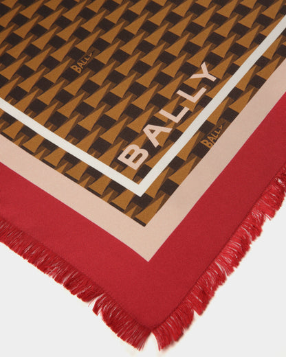 Pennant Print Square Scarf | Women's Scarf | Desert Silk | Bally | Still Life Detail