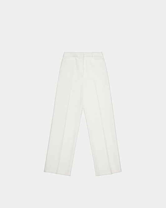 Cotton Mix Straight Pants In Bone