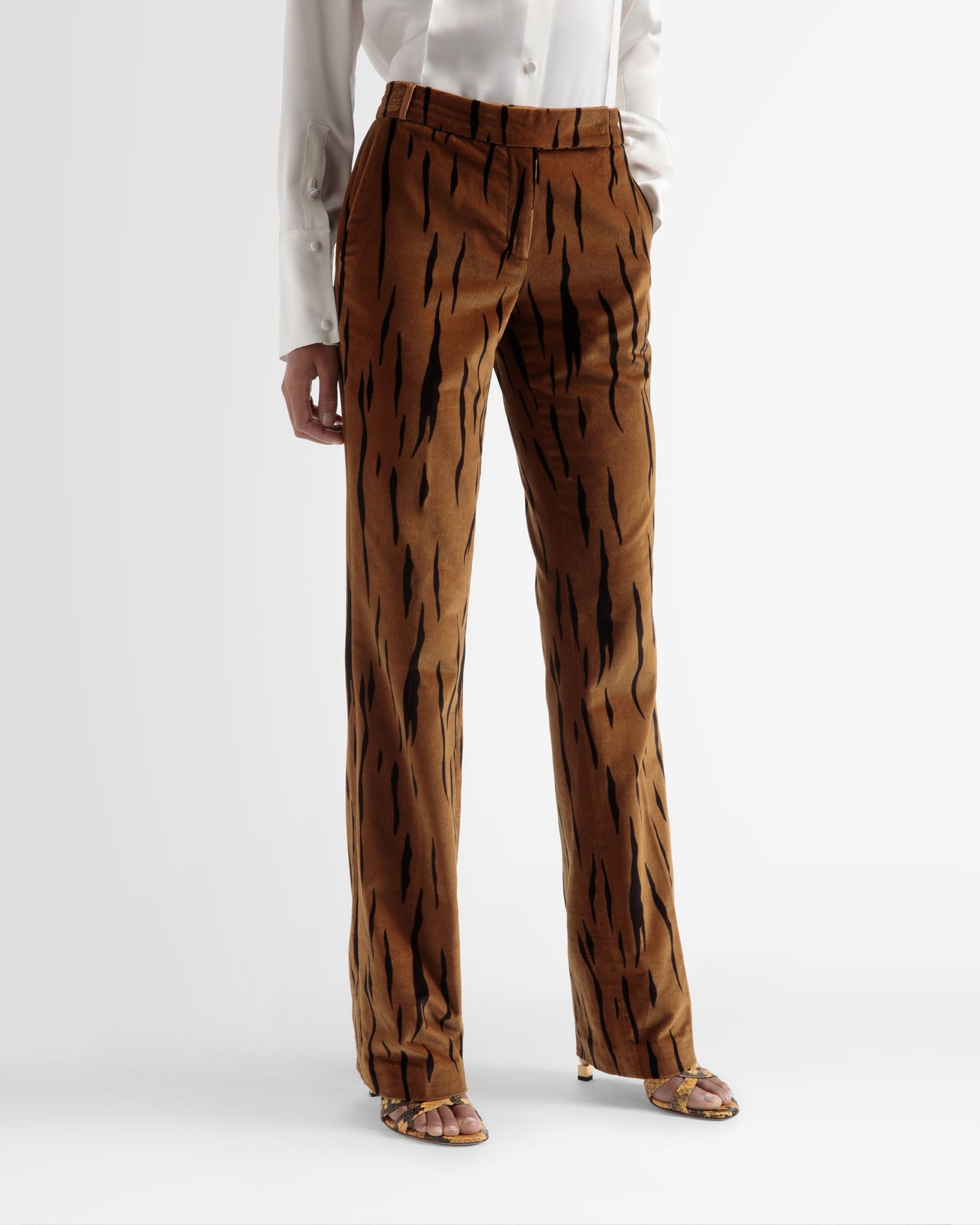 Velvet Printed Pants In Desert And Black