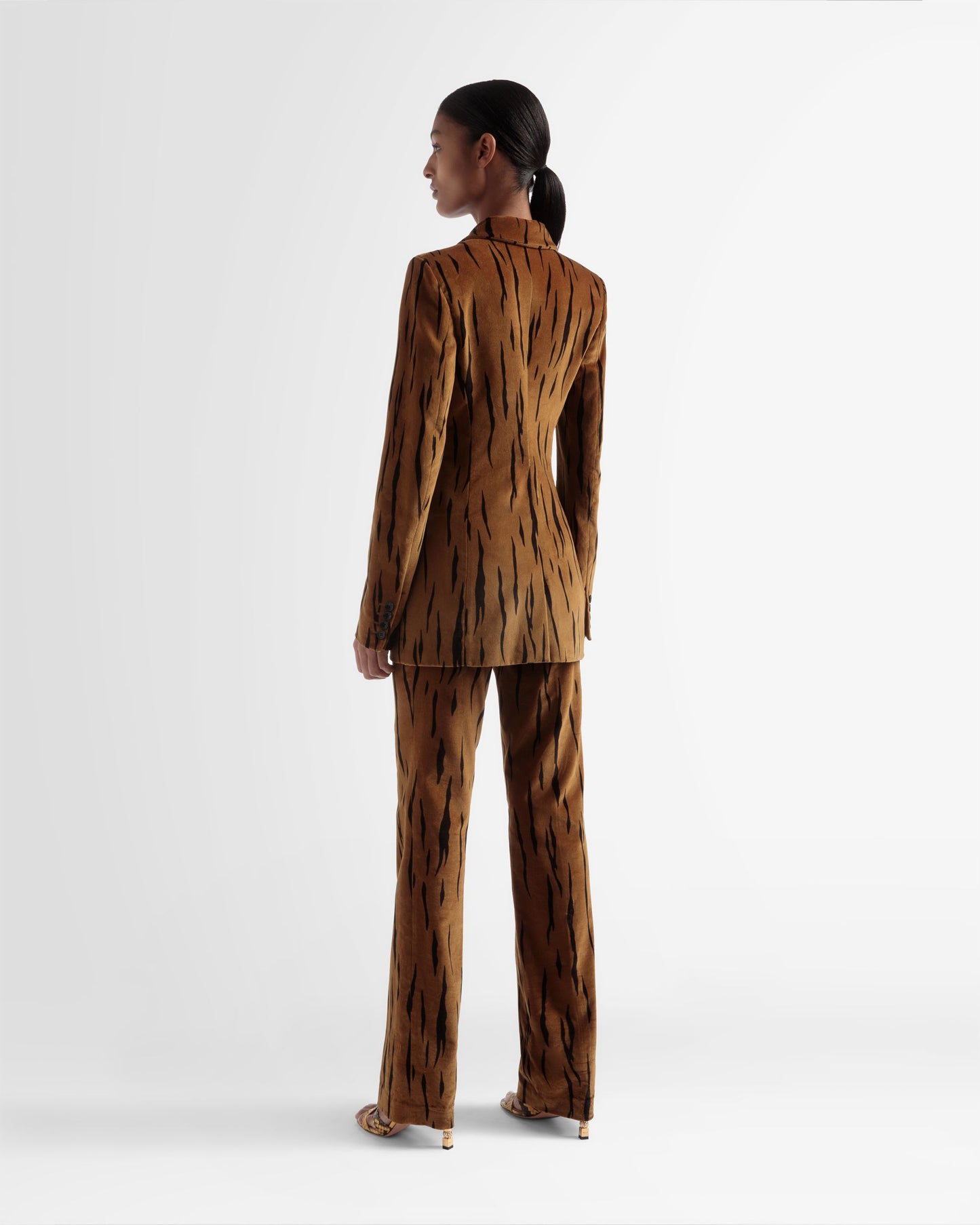 Velvet Printed Pants In Desert And Black