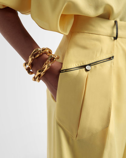 Wide Leg Silk Pants In Yellow
