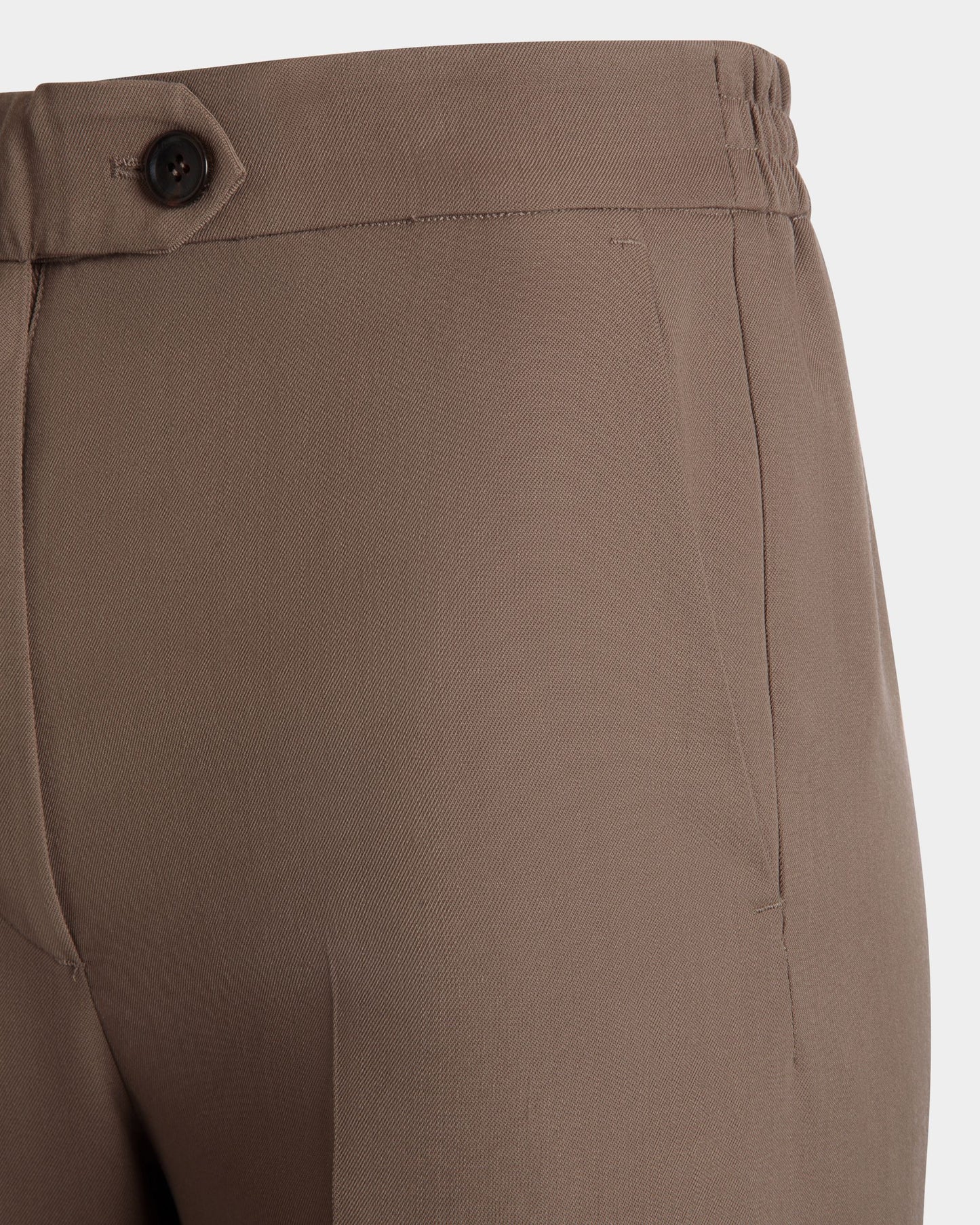 Pants in Taupe Wool and Synthetic Fabric