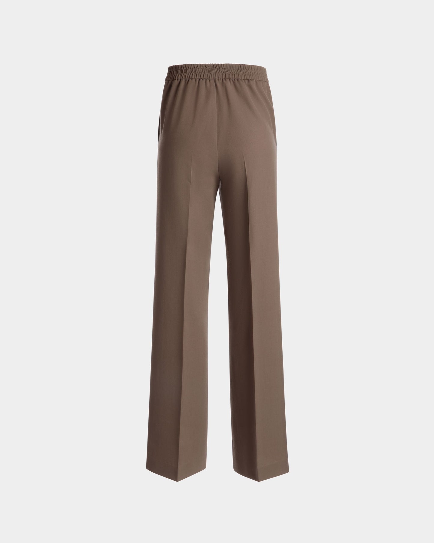 Pants in Taupe Wool and Synthetic Fabric